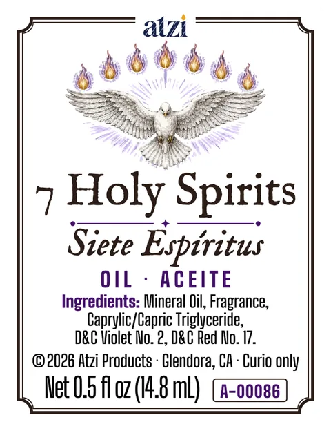 Front label of 7 Holy Spirits spiritual oil