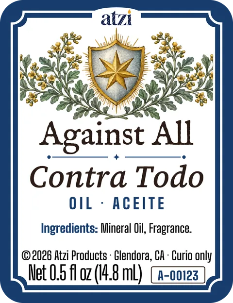 Front label of Against All spiritual oil