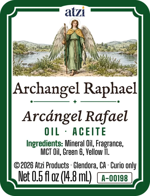 Front label of Archangel Raphael spiritual oil