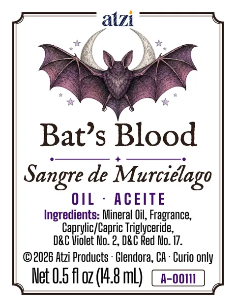Etiqueta frontal del aceite espiritual Sangre de Murciélago
