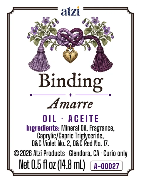 Etiqueta frontal del aceite espiritual Amarre