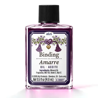 Aceite espiritual Amarre, frasco de ½ onza líquida