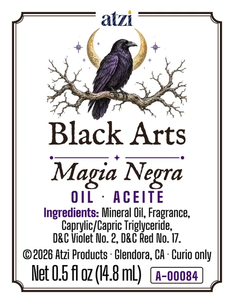 Front label of Black Arts spiritual oil