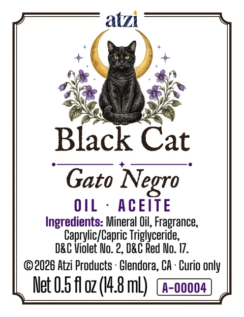 Front label of Black Cat spiritual oil