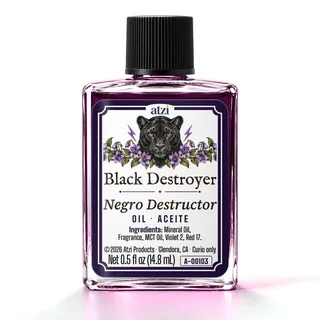 Aceite espiritual Negro Destructor, frasco de ½ onza líquida