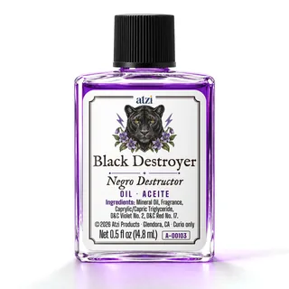Aceite espiritual Negro Destructor, frasco de ½ onza líquida