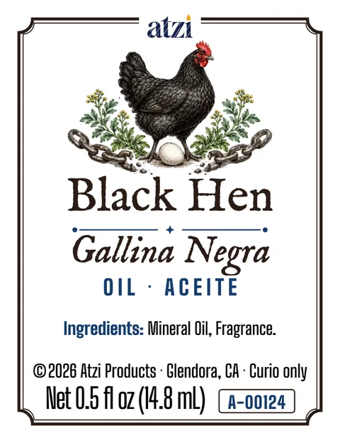 Front label of Black Hen spiritual oil