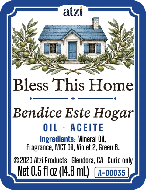 Front label of Bless This Home spiritual oil
