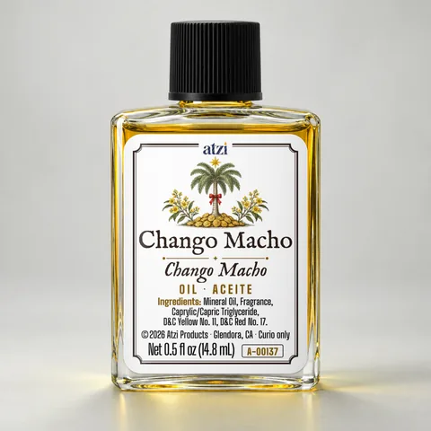 Aceite espiritual Chango Macho, frasco de ½ onza líquida