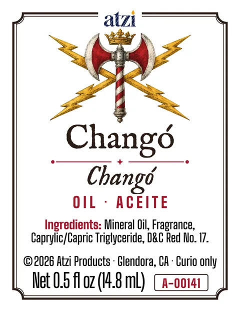 Front label of Changó spiritual oil