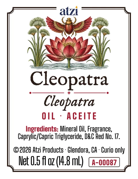 Etiqueta frontal del aceite espiritual Cleopatra