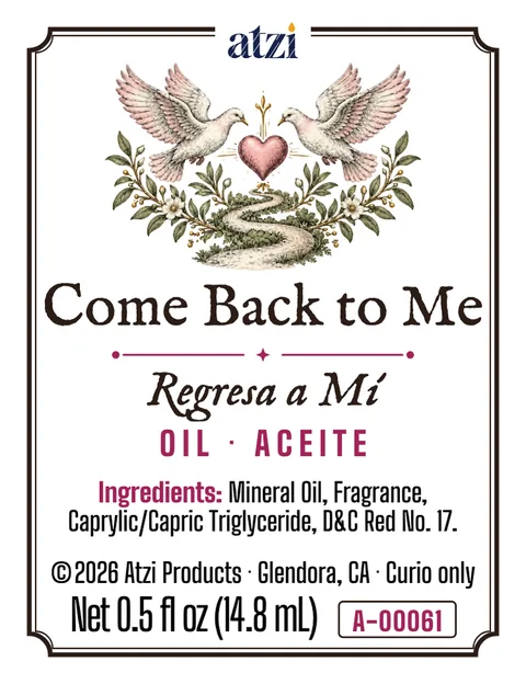Front label of Come Back to Me spiritual oil