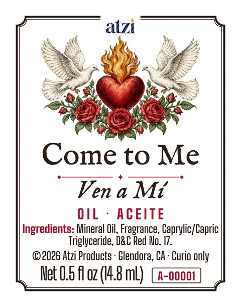 Front label of Come to Me spiritual oil