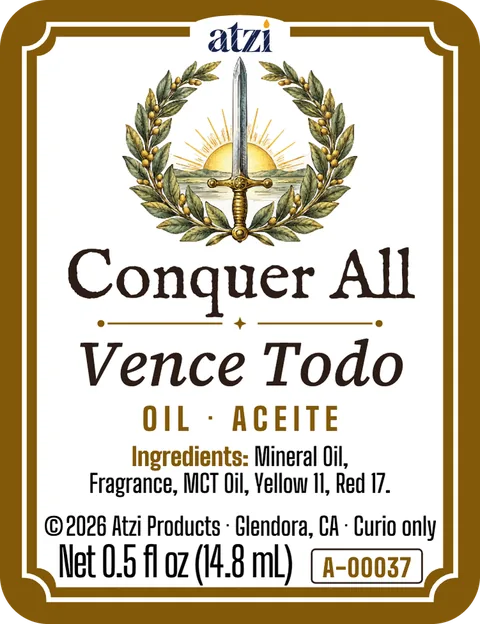 Front label of Conquer All spiritual oil