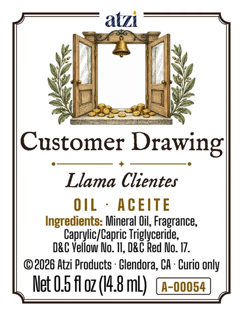 Front label of Customer Drawing spiritual oil