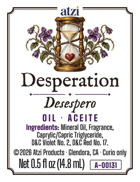 Front label of Desperation spiritual oil