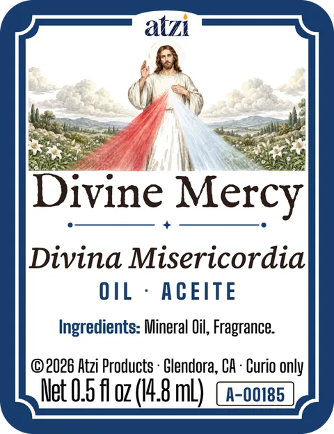 Front label of Divine Mercy spiritual oil