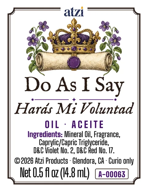 Etiqueta frontal del aceite espiritual Harás Mi Voluntad