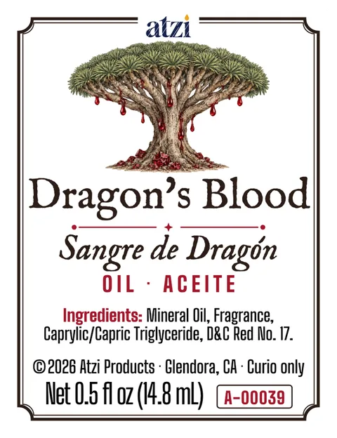 Etiqueta frontal del aceite espiritual Sangre de Dragón