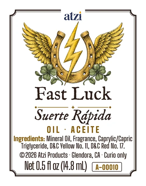 Front label of Fast Luck spiritual oil