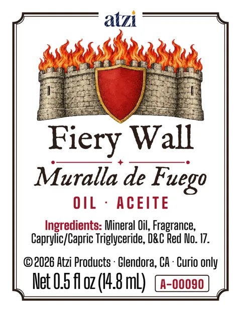Etiqueta frontal del aceite espiritual Muralla de Fuego