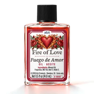 Aceite espiritual Fuego de Amor, frasco de ½ onza líquida