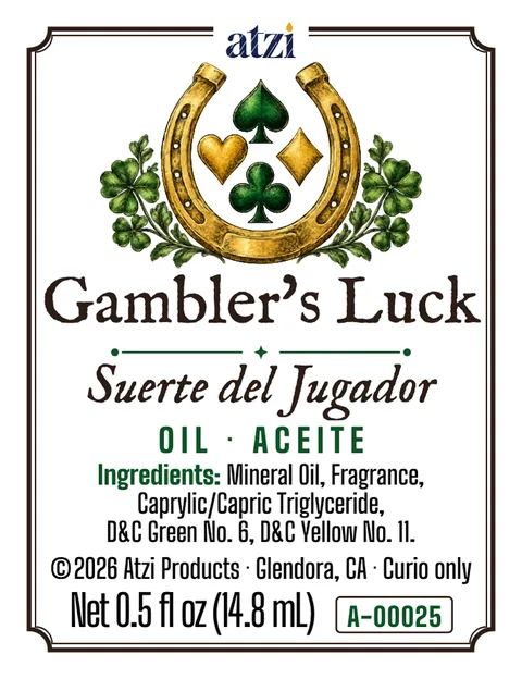 Front label of Gambler's Luck spiritual oil