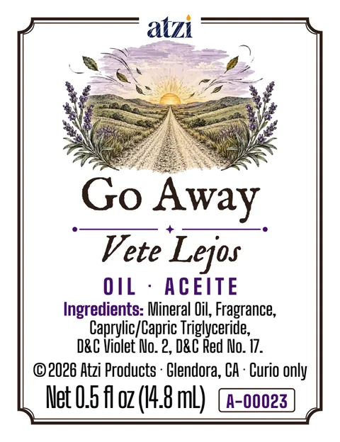 Etiqueta frontal del aceite espiritual Vete Lejos