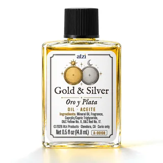 Aceite espiritual Oro y Plata, frasco de ½ onza líquida