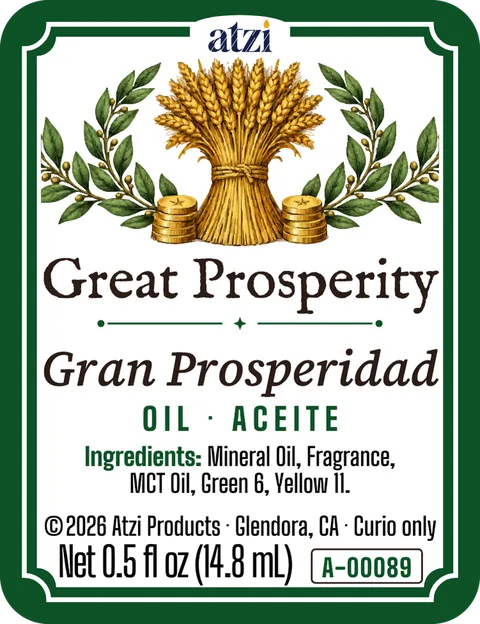 Front label of Great Prosperity spiritual oil