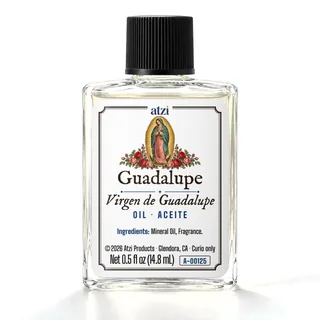 Aceite espiritual Virgen de Guadalupe, frasco de ½ onza líquida