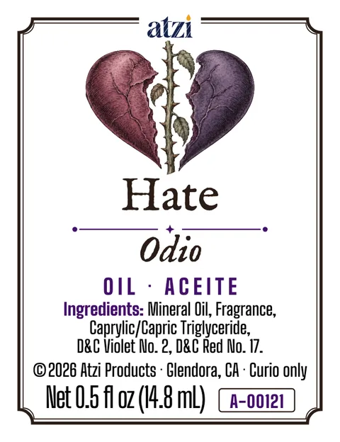 Front label of Hate spiritual oil