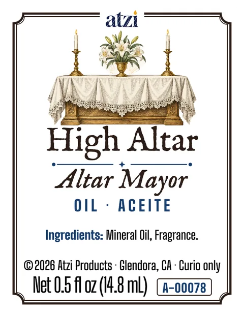 Etiqueta frontal del aceite espiritual Altar Mayor