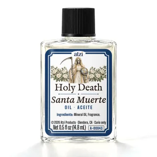 Aceite espiritual Santa Muerte, frasco de ½ onza líquida