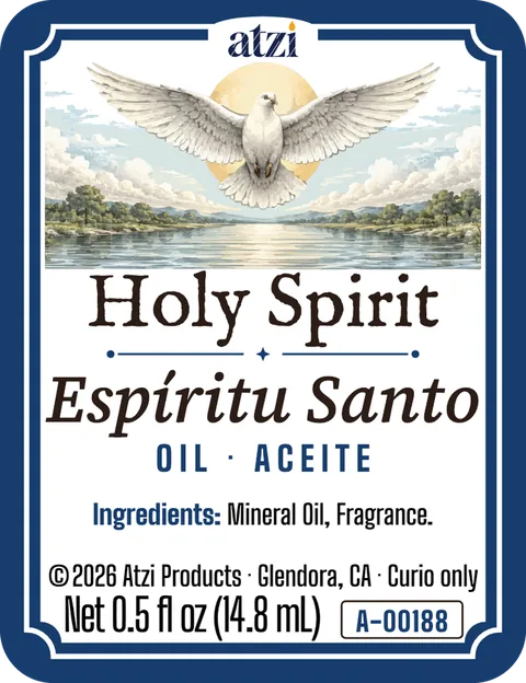 Front label of Holy Spirit spiritual oil