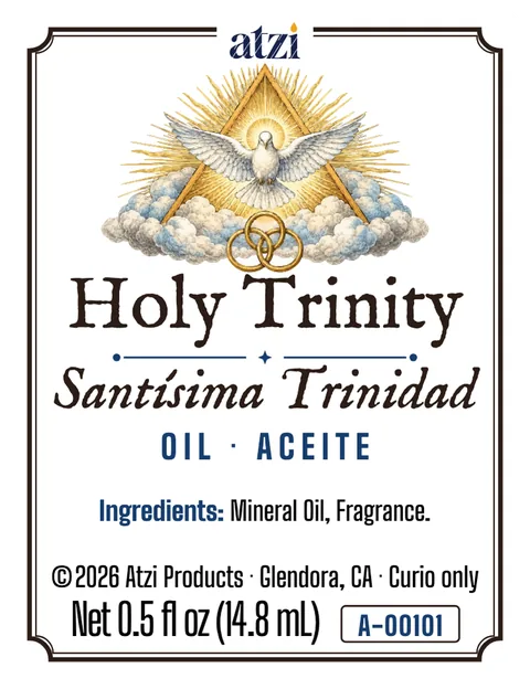 Front label of Holy Trinity spiritual oil