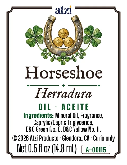 Front label of Horseshoe spiritual oil