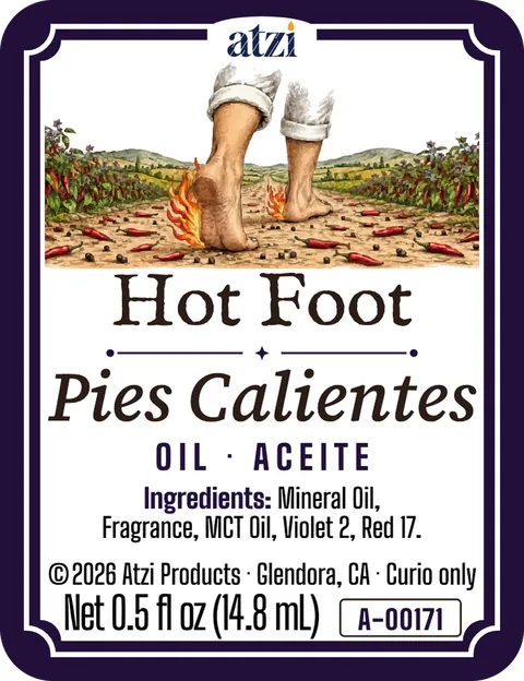 Front label of Hot Foot spiritual oil