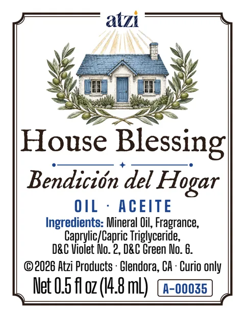 Etiqueta frontal del aceite espiritual Bendición del Hogar