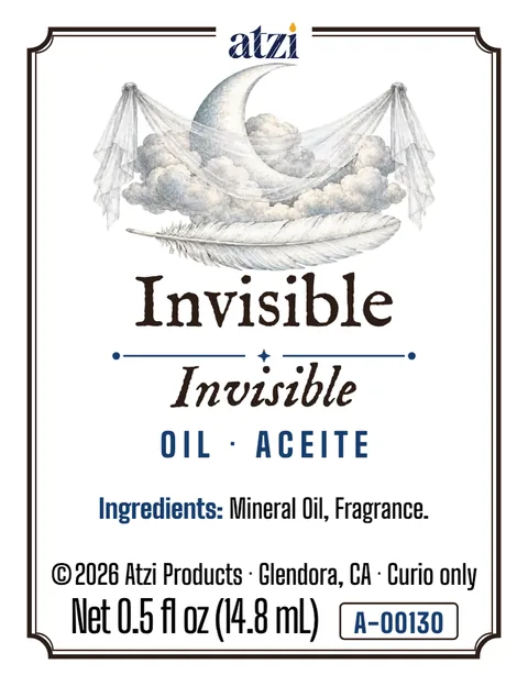 Etiqueta frontal del aceite espiritual Invisible