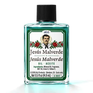Aceite espiritual Jesús Malverde, frasco de ½ onza líquida