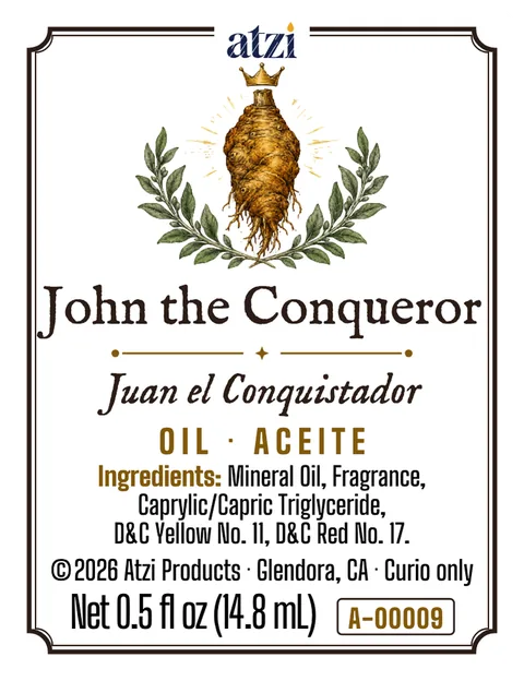 Front label of John the Conqueror spiritual oil