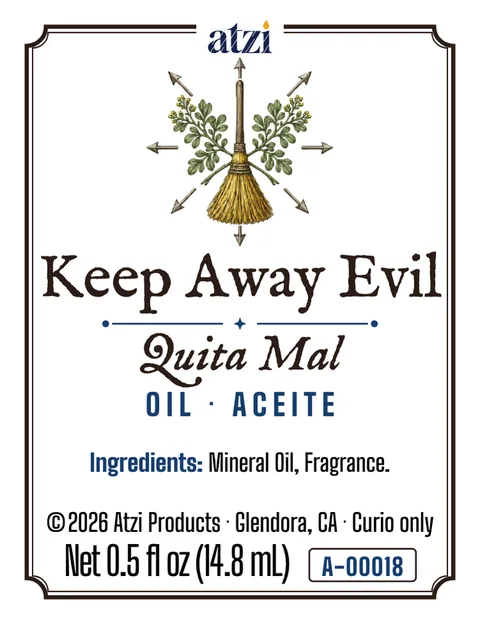Front label of Keep Away Evil spiritual oil