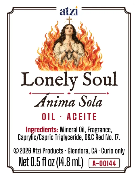 Front label of Lonely Soul spiritual oil