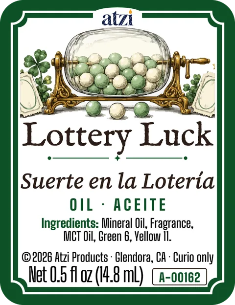 Front label of Lottery Luck spiritual oil