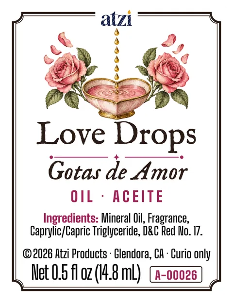 Front label of Love Drops spiritual oil