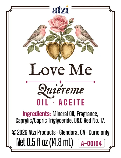 Front label of Love Me spiritual oil