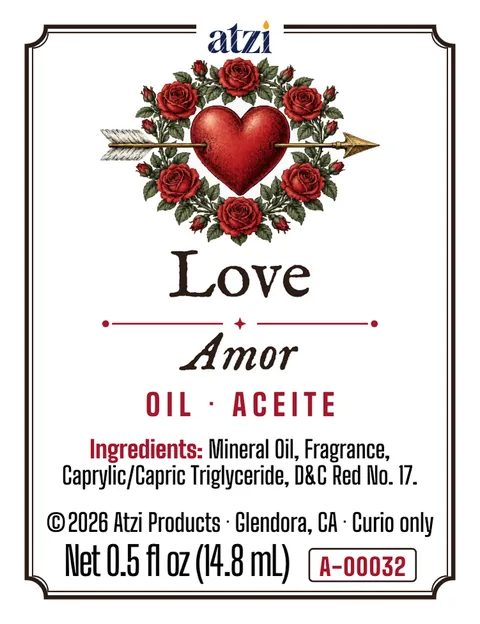 Etiqueta frontal del aceite espiritual Amor