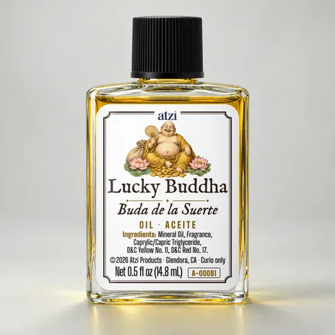 Lucky Buddha spiritual oil, ½ fl oz bottle