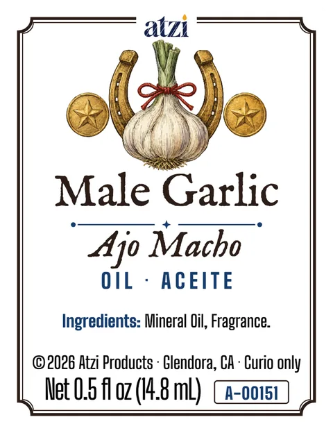 Front label of Male Garlic spiritual oil